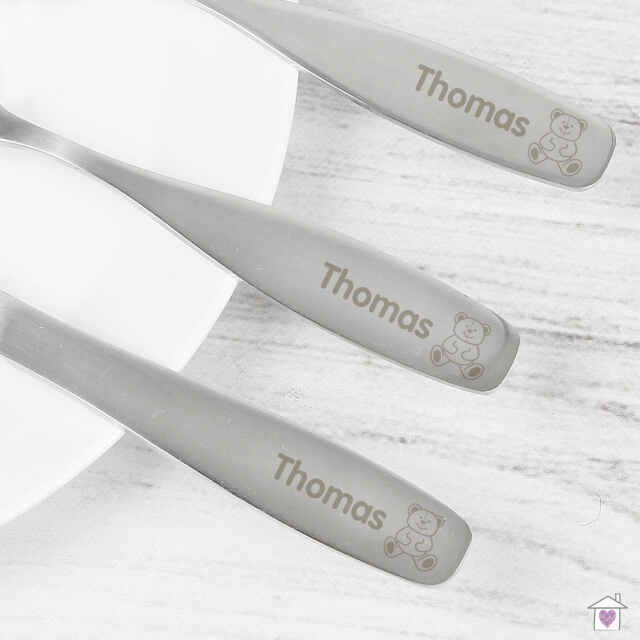 Personalised 3 Piece Teddy Cutlery Set - Image 3