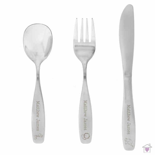 Personalised 3 Piece Hessian Friends Cutlery Set - Image 2