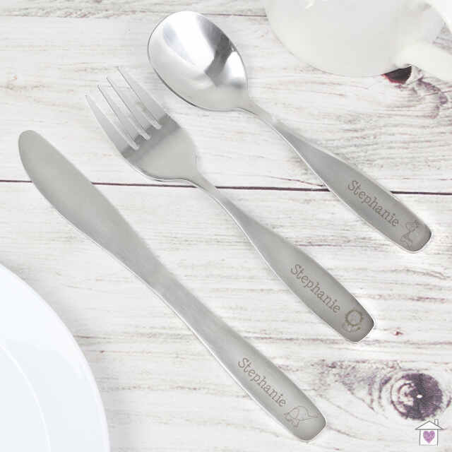 Personalised 3 Piece Hessian Friends Cutlery Set - Image 4