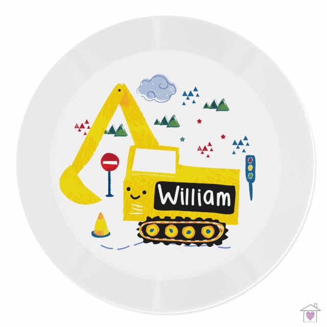 Personalised Digger Plastic Plate - Image 2