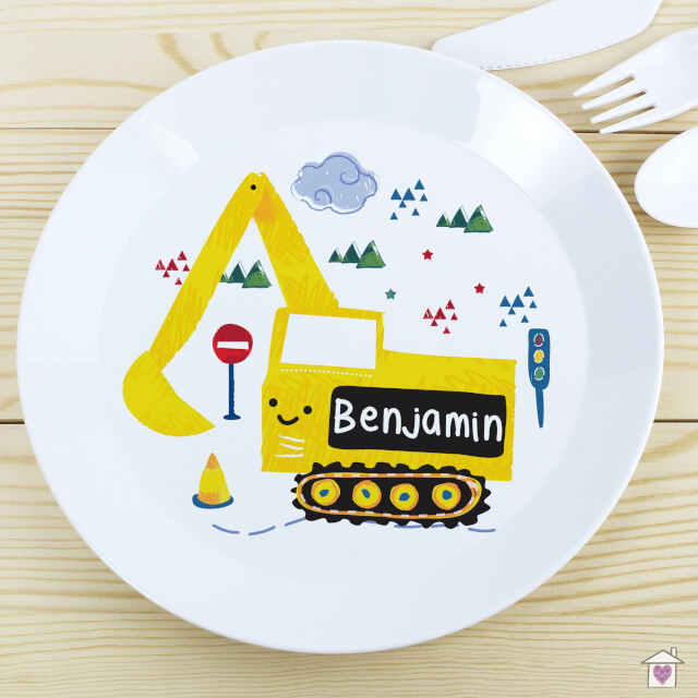 Personalised Digger Plastic Plate - Image 3