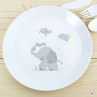 Personalised Hessian Elephant Plastic Plate