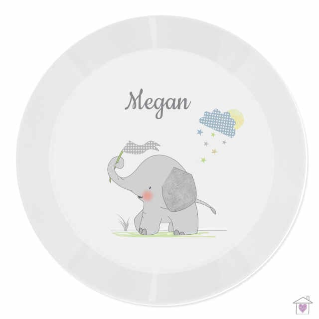 Personalised Hessian Elephant Plastic Plate - Image 2