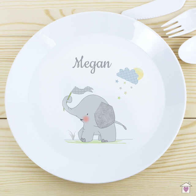 Personalised Hessian Elephant Plastic Plate - Image 3