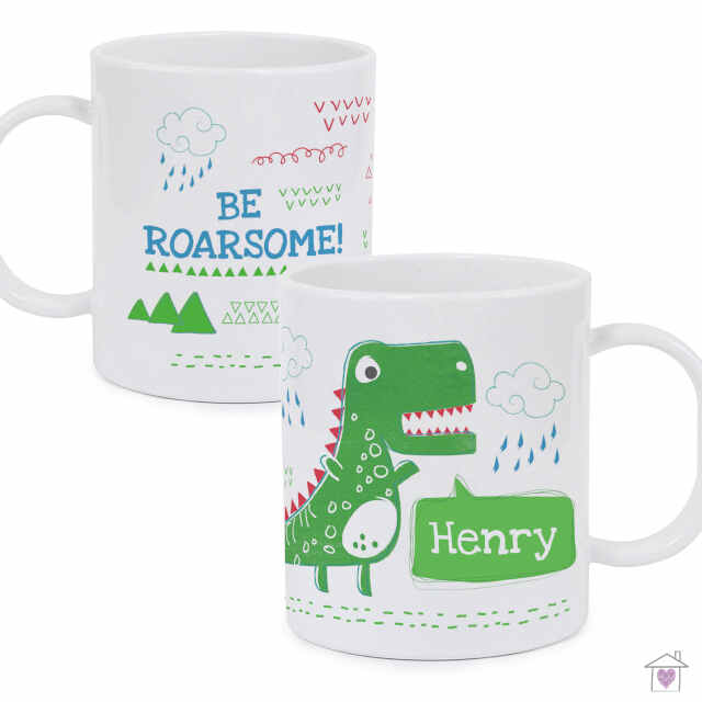 Personalised 'Be Roarsome' Dinosaur Plastic Mug - Image 2