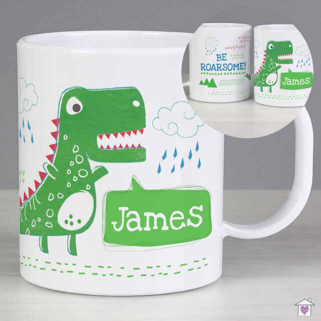 Personalised 'Be Roarsome' Dinosaur Plastic Mug - Image 5