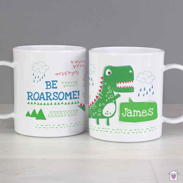 Personalised 'Be Roarsome' Dinosaur Plastic Mug - Image 6