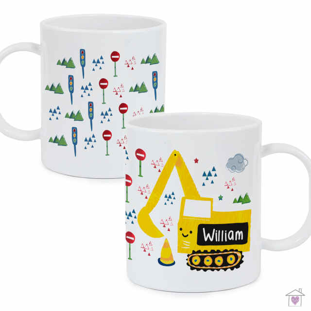 Personalised Digger Plastic Mug - Image 2