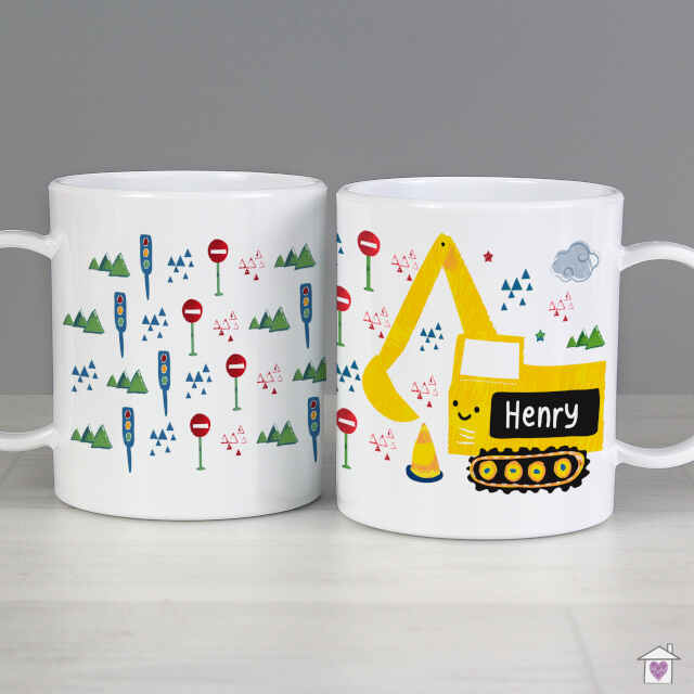 Personalised Digger Plastic Mug - Image 3