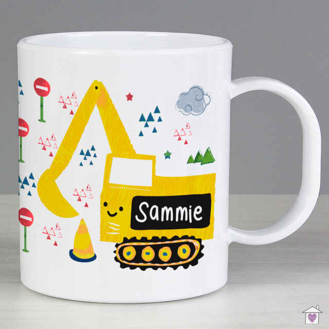 Personalised Digger Plastic Mug - Image 4