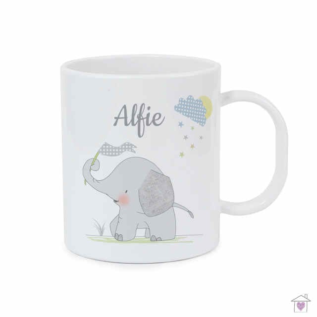 Personalised Hessian Elephant Plastic Mug - Image 2