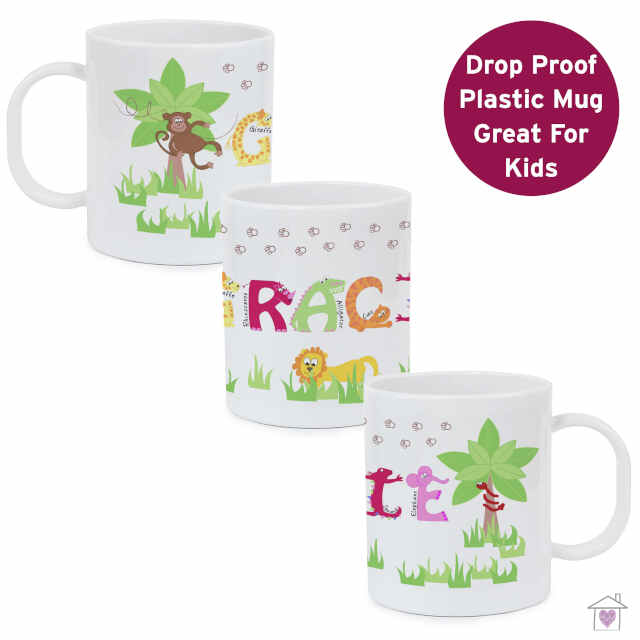 Personalised Pink Animal Alphabet Plastic Cup Mug - Image 2