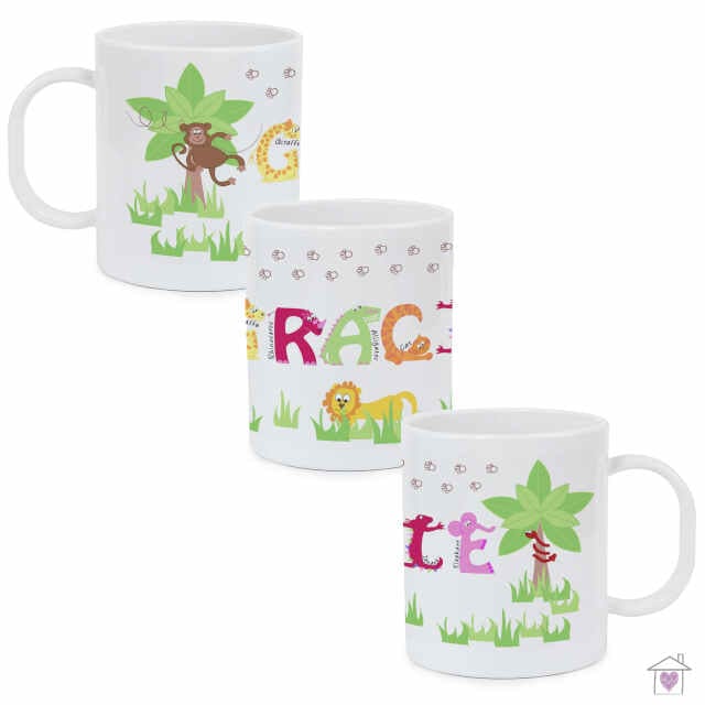 Personalised Pink Animal Alphabet Plastic Cup Mug - Image 3