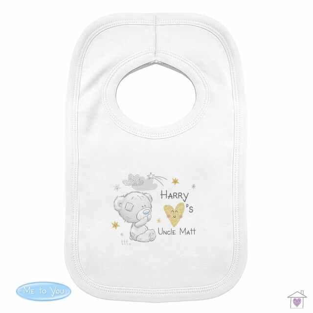 Personalised Tiny Tatty Teddy I Heart Baby Bib - Image 2