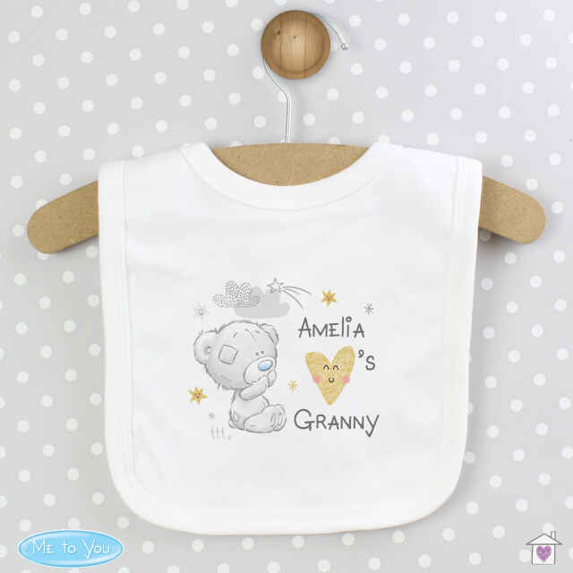 Personalised Tiny Tatty Teddy I Heart Baby Bib - Image 3