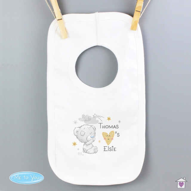 Personalised Tiny Tatty Teddy I Heart Baby Bib - Image 5
