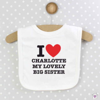 Personalised I HEART 0-3 Months Baby Bib