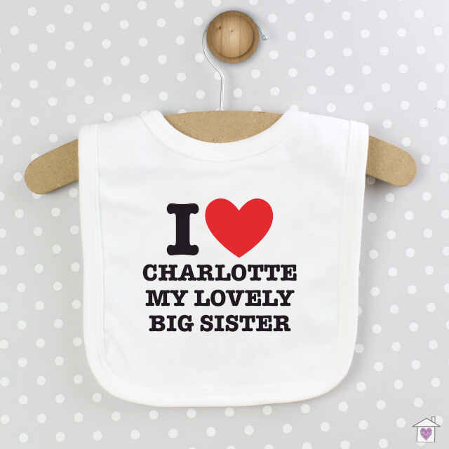 Personalised I HEART 0-3 Months Baby Bib