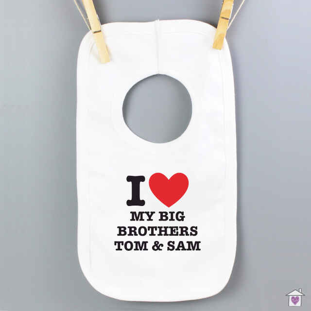 Personalised I HEART 0-3 Months Baby Bib - Image 4