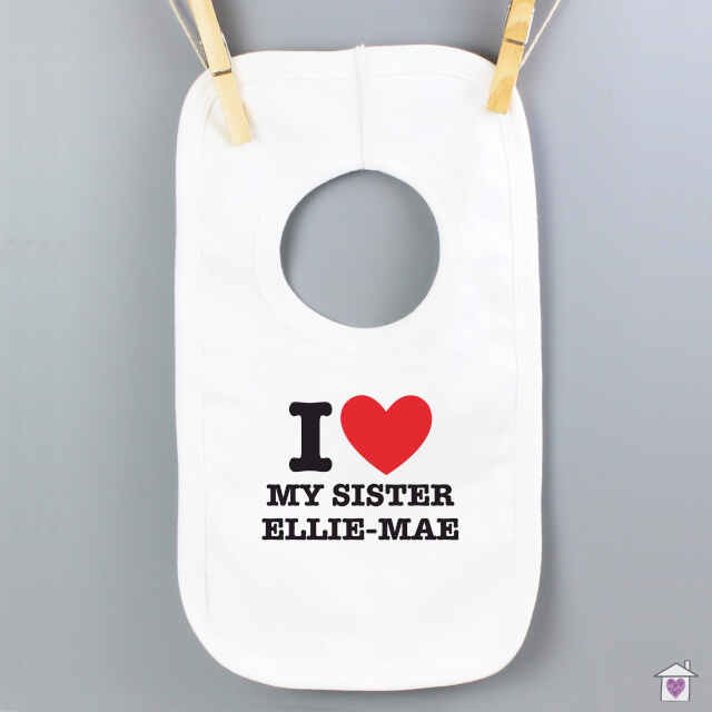Personalised I HEART 0-3 Months Baby Bib - Image 5