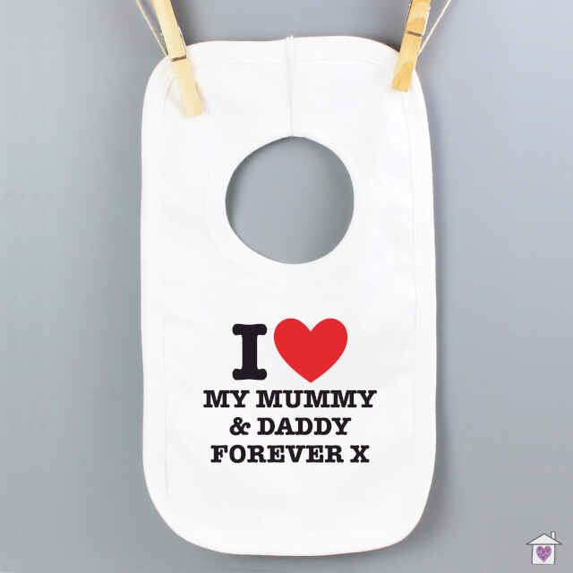 Personalised I HEART 0-3 Months Baby Bib - Image 6