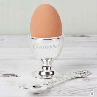Personalised Silver Egg Cup & Spoon