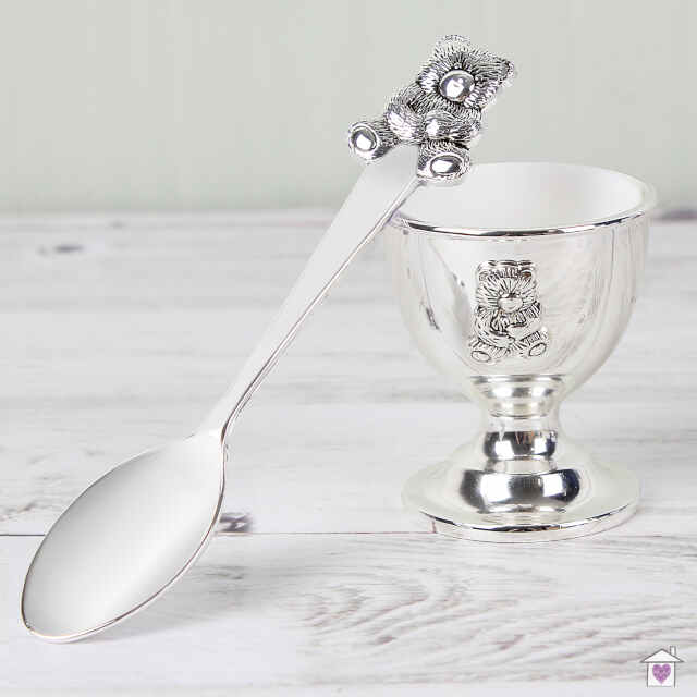 Personalised Silver Egg Cup & Spoon - Image 5