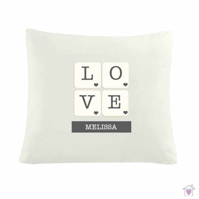 Personalised LOVE Tiles Cushion Cover