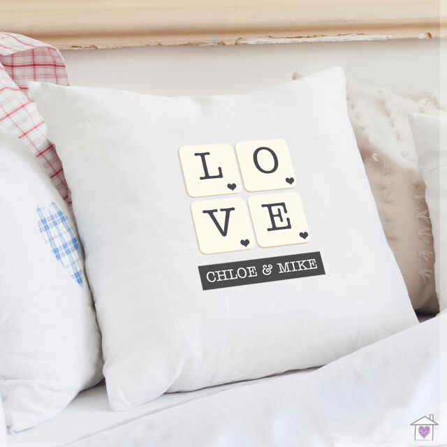 Personalised LOVE Tiles Cushion Cover - Image 3
