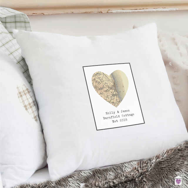 Personalised 1896 - 1904 Revised New Map Heart Cushion Cover