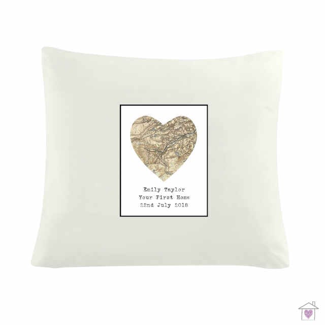 Personalised 1896 - 1904 Revised New Map Heart Cushion Cover - Image 2
