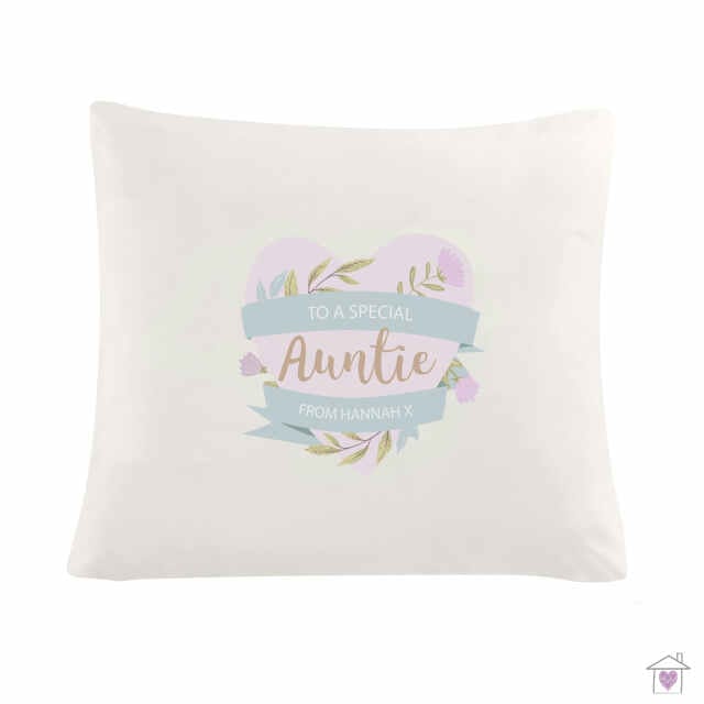 Personalised Floral Heart Mothers Day Cream Cushion Cover - Image 2