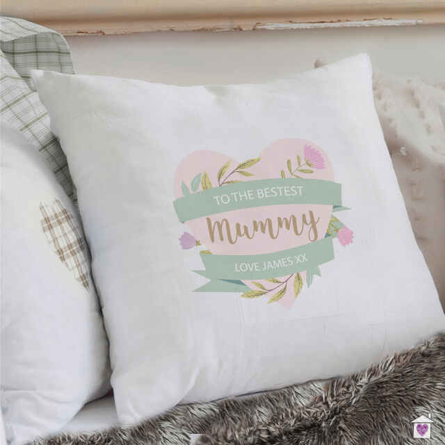 Personalised Floral Heart Mothers Day Cream Cushion Cover - Image 3