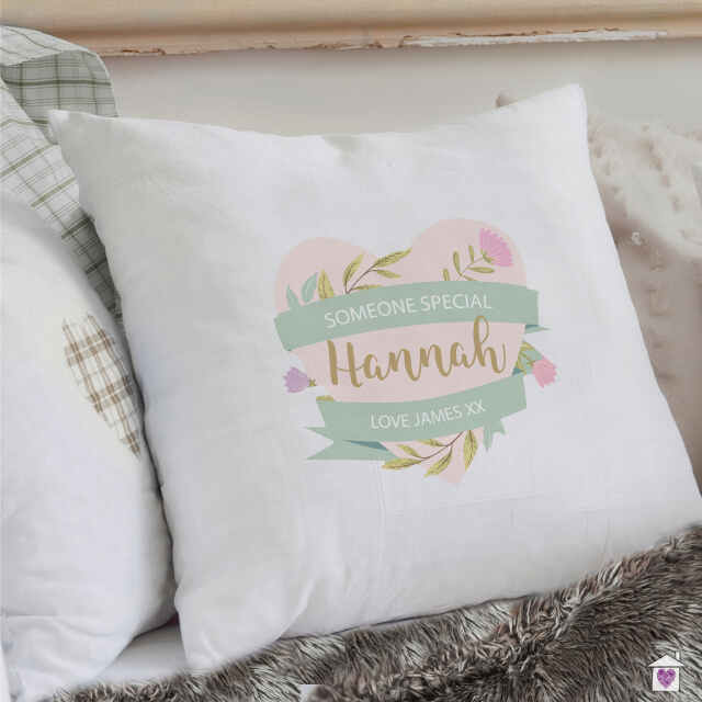 Personalised Floral Heart Mothers Day Cream Cushion Cover - Image 4