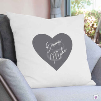 Personalised Couples Heart Cushion Cover
