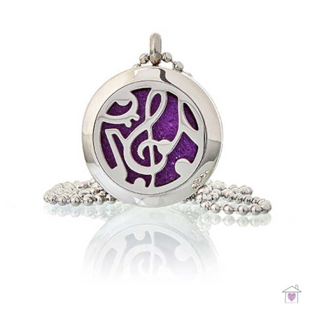 Aromatherapy Necklace - Music Notes 25mm