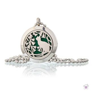 Aromatherapy Necklace - Cat and Flowers 25mm