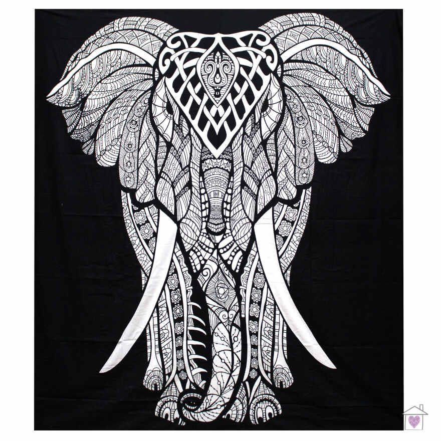 Elephant Double Cotton Bedspread / Wall Hanging