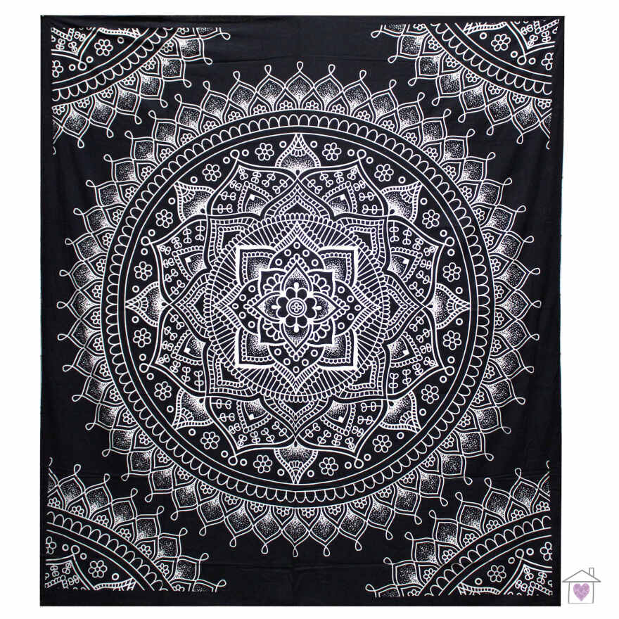 Lotus Flower Double Cotton Bedspread / Wall Hanging