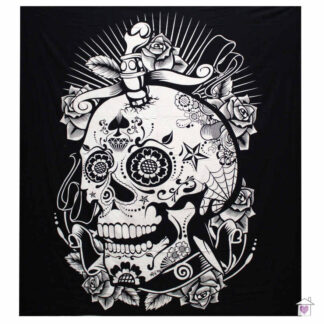 Rose Skull Double Cotton Bedspread / Wall Hanging