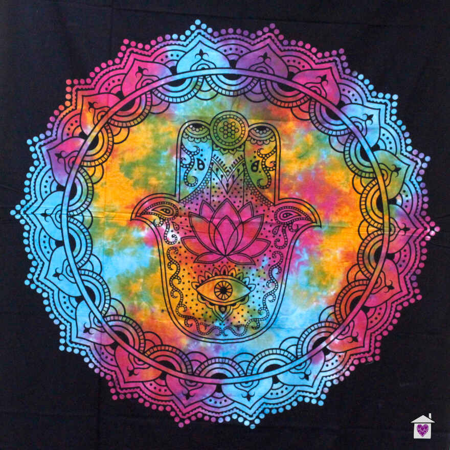 Black Hamsa Single Cotton Bedspread / Wall Hanging - Image 2