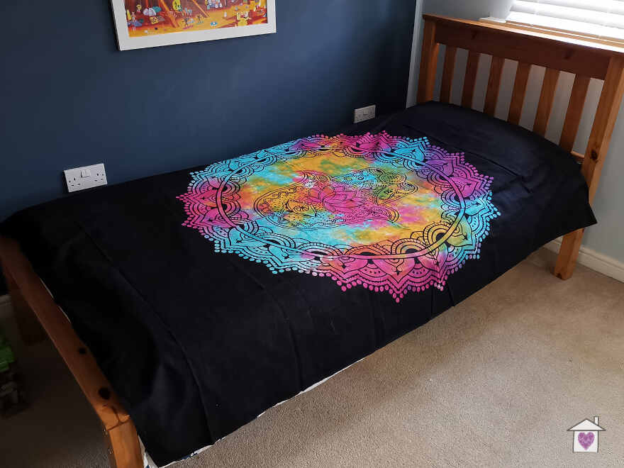 Black Hamsa Single Cotton Bedspread / Wall Hanging - Image 3