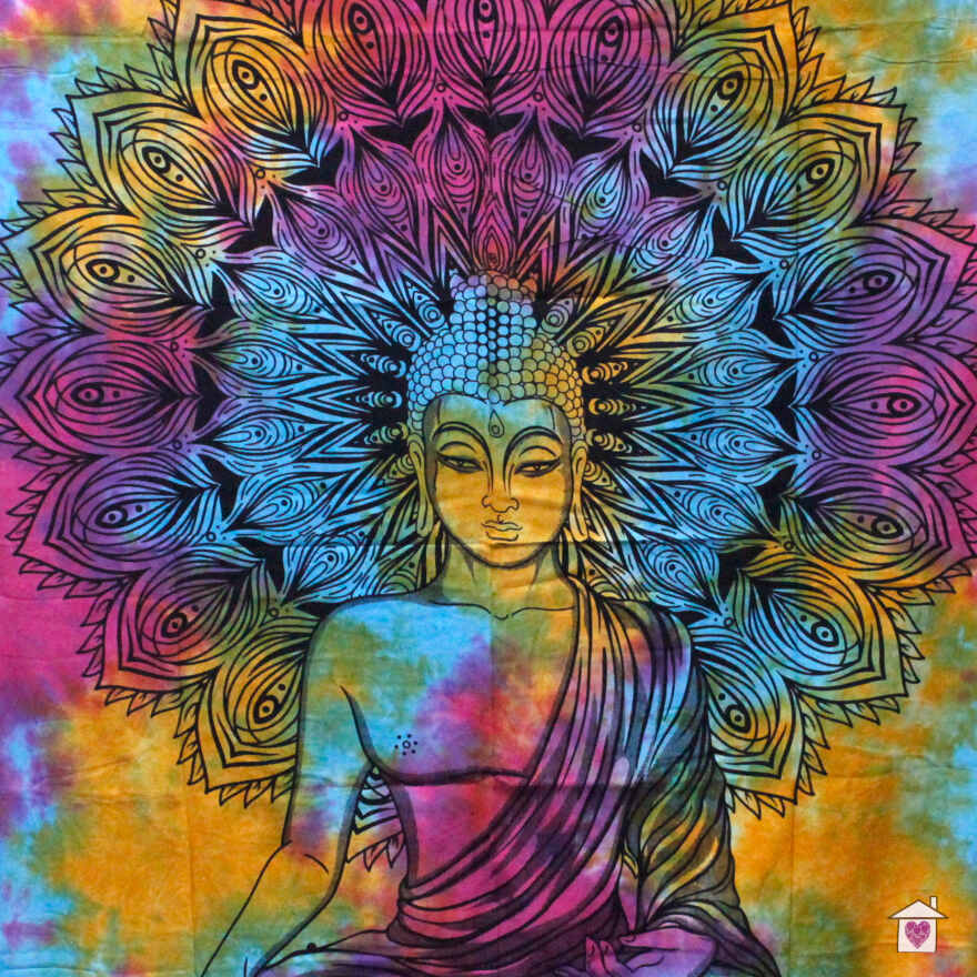 Peaceful Buddha Double Cotton Bedspread / Wall Hanging - Image 3