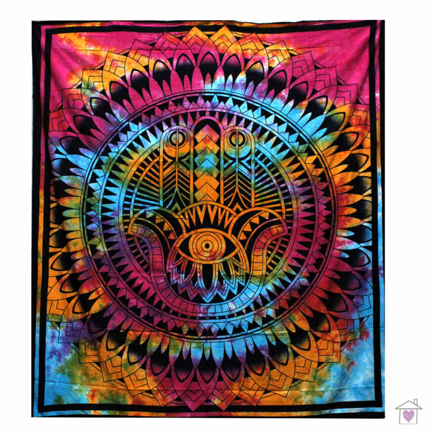 Hamsa Single Cotton Bedspread / Wall Hanging