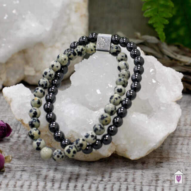 Magnetic Gemstone Bracelet - Dalmation Jasper - Image 2