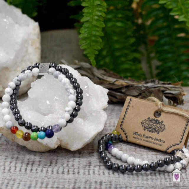 Magnetic Gemstone Bracelet - White Howlite Chakra - Image 3