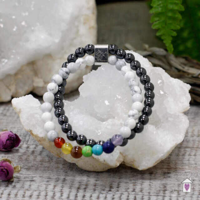 Magnetic Gemstone Bracelet - White Howlite Chakra - Image 2