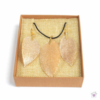 Necklace & Earring Set - Bravery Leaf - Gold