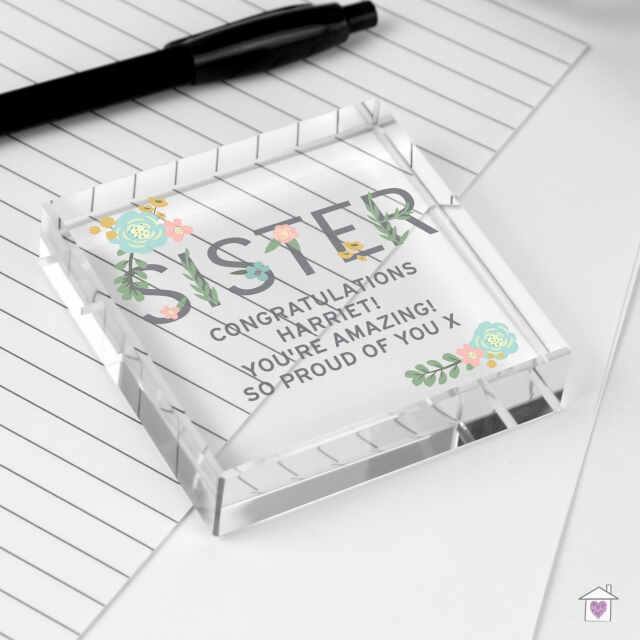 Personalised Floral Sister Large Crystal Token - Image 5