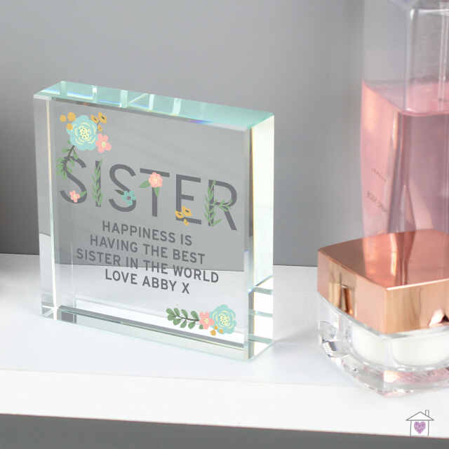 Personalised Floral Sister Large Crystal Token - Image 6